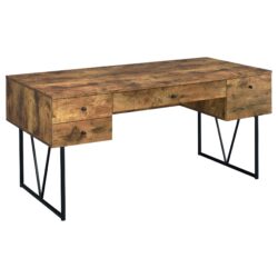 Charm - Writing Desk With 4 Drawers And Open Shelf - Nutmeg Brown