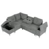Versatile L Shaped Sofa Bed With Storage, Cup Holders, USB Ports Chenille - Gray - Image 15