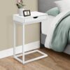 Accent Table, C - Shaped Contemporary Convenient Design - White - Image 4