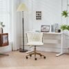 Office Desk Chair, Upholstered Home Office Desk Chairs With Adjustable Swivel Wheels, Ergonomic Office Chair For Living Room, Bedroom, Office, Vanity Study - Beige - Image 15
