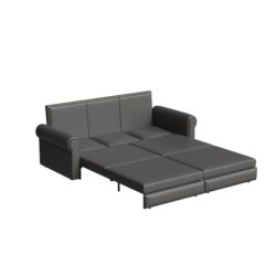 Pull Out Sofa Bed, 3 In 1 Convertible Sleeper Sofa With Nailhead Trim & Rolled Arm, Multi Functional Sofa Bed For Living Room, Bedroom, Apartment, Office - Gray