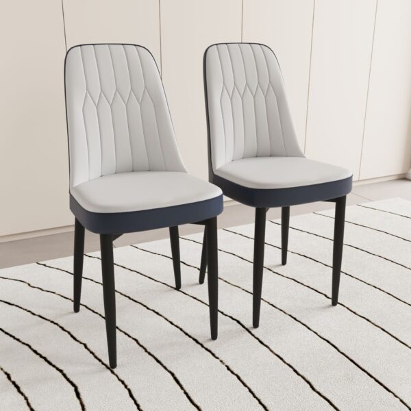 Modern Dining Chair (Set of 2) With And Cushions Metal Legs - Blue-Gray