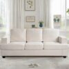 Modern Sofa, Comfortable 3 Seater Couch With Deep Seating, Loose Back Cushions, Wide Arms - Ivory - Image 8