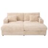 Upholstered Oversized Double Chaise Lounge Sofa With USB Ports And Cup Holders - Champagne - Image 12