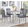 5 Pieces Wooden Dining Table Set, Kitchen Table Set With A Square Table And 4 Upholstered Chairs - Silver Gray - Image 4