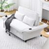 Letter Striped Multi Functional Sofa Bed With Adjustable Armrests And Backrests - Beige - Image 7