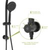Multi Function Dual Shower Head Shower System With 4.7" Rain Showerhead & 7 Function Hand Shower - Matte Black - Image 4