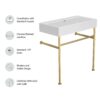 Ceramic Console Sink Basin With Legs 30" Bathroom Console Sink With Overflow - White - Image 7