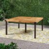 Lankershim - Modern Industrial Dining Table With Acacia Wood Slat Design - Teak - Image 6