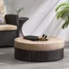 Modern Madras Ottoman With Ice Bucket Rattan, Iron, Waterproof Fabric - Brown - Image 8