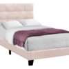 Twin Size Bed, Upholstered, Frame Only, Transitional - Pink - Image 2