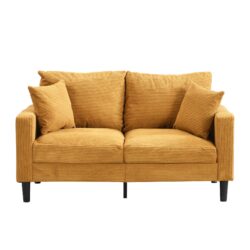 Modern Upholstered Loveseat Sofa With Wooden Frame, High Resilience - Orange