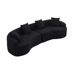 Chenille Curved Modular Sectional Sofa With High Density Foam - Black