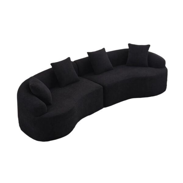 Chenille Curved Modular Sectional Sofa With High Density Foam - Black
