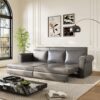 Pull Out Sofa Bed, 3 In 1 Convertible Sleeper Sofa With Nailhead Trim & Rolled Arm, Multi Functional Sofa Bed For Living Room, Bedroom, Apartment, Office - Gray - Image 5