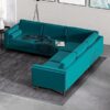 Amber - Velvet Corner Sectional Sofa - Teal - Image 6
