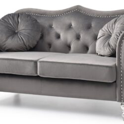 Cozy Transitional Flared Arm Loveseat - Dark Gray