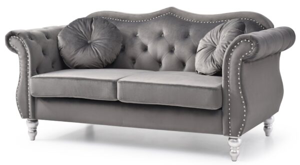 Cozy Transitional Flared Arm Loveseat - Dark Gray