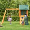 Outdoor Swing Set 3 In 1 With Slide, 2 Swings, And Climber - Green - Image 9