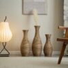 3 Piece Artificial Rattan Floor Vase Set Decorative Accent For Living Room, Hallway & Entryway, Ideal For Dried Or Silk Flower Arrangements - Beige - Image 6