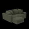 4 Seat Sofa, Deep Seat Couches With Soft Pillows And Movable Ottoman, Convertible Sofa Lounge Chair, For Living Room - Green - Image 8
