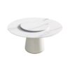Modern Artificial Stone Round Plywood Base Dining Table, Can Accommodate 8 People, Artificial Stone Turntable (Not Including Chairs) - White / Beige - Image 6