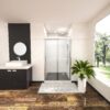 Modern Semi Frameless Bypass Sliding Shower Enclosure, Tempered Glass - Chrome - Image 5