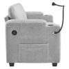 Corduroy Sleeper Sofa Loveseat Sofa With Full Size Mattress, 2 USB Ports, 2 Cup Holders, 2 Side Pockets And A Phone Holder For Living Room - Gray - Image 17
