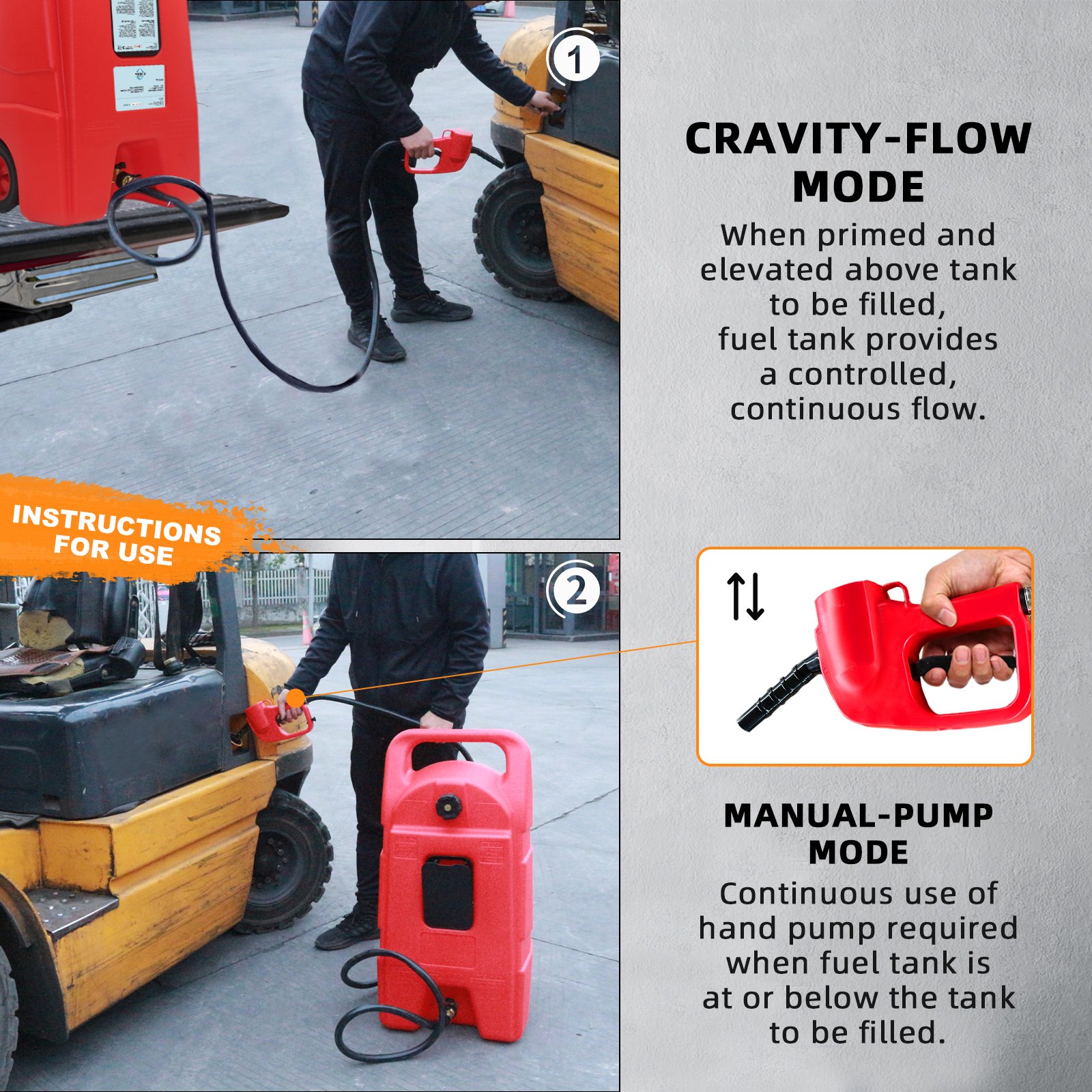 15 Gallon / 57 L Gas Caddy With Wheels Fuel Transfer Tank Gasoline Diesel Can Fuel Storage Tank For Automobiles ATV Car Mowers Tractors Boat Motorcycle - Red - Image 7