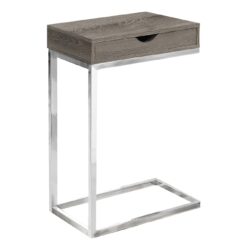 C-Shaped Accent Table Storage Drawer For Living Room - Taupe