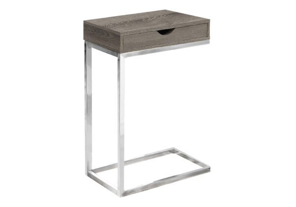 C-Shaped Accent Table Storage Drawer For Living Room - Taupe