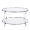 Contemporary Acrylic, Coffee Table, Round Tempered Glass Coffee Table - Chrome / Silver - Image 6