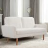 Loveseat Sofa, European Style With Sleek Design, Modern & Vintage Flair, Upholstered 2 Seater Couch - Ivory - Image 6