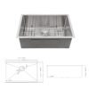 30" Undermount Kitchen Sink 16 Gauge Single Bowl Basin - Brushed Nickel - Image 7