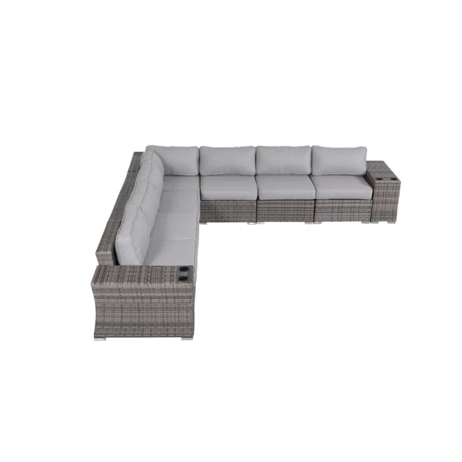 Outdoor Wicker Patio Sofa Quick Setup Pre Assembled Patio Furniture - Gray Mix - Image 7