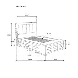 Messa - 5 Piece Queen Bedroom Set With Bookcase Headboard And Storage - Black / Gray