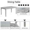 6 Piece Wooden Dining Table Set, Wooden Dining Table With 4 Upholstered Chairs And Bench For 6 People, Rectangular Dining Table Set With Crystal Decoration For Kitchen, Dining Room - Silver Gray - Image 4