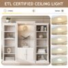 Retro Style 3 Piece Bookcase Display Cabinet With Adjustable LED Lighting, Tempered Glass Shelves - White - Image 5
