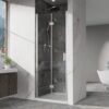 Frameless Bi Fold Pivot Shower Doors, Clear Tempered Glass, Reversible - Chrome - Image 10