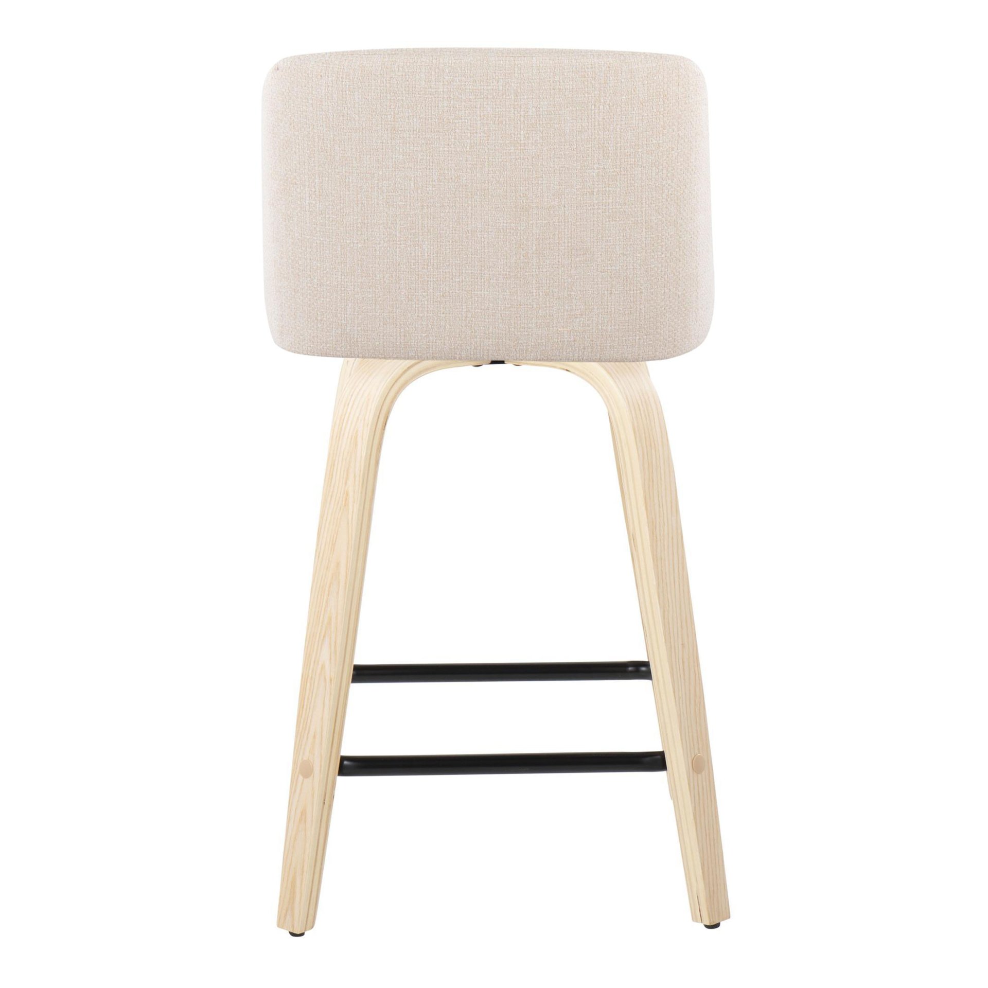 Toriano - Contemporary Fixed Height Counter Stool With Swivel With Square Footrest (Set of 2) - Natural / Cream - Image 5