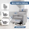 Modern Upholstered Rocker Nursery Chair Plush Seating Glider Swivel Recliner Chair - Gray - Image 4