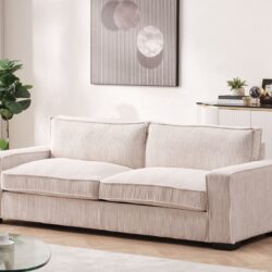 Luxe - Corduroy Sofa With Sleek Design, Spacious And Comfortable 3 Seater Couch - Beige