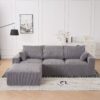 Modular Sectional Sofa With USB Charger And Petal Armrest - Gray - Image 7