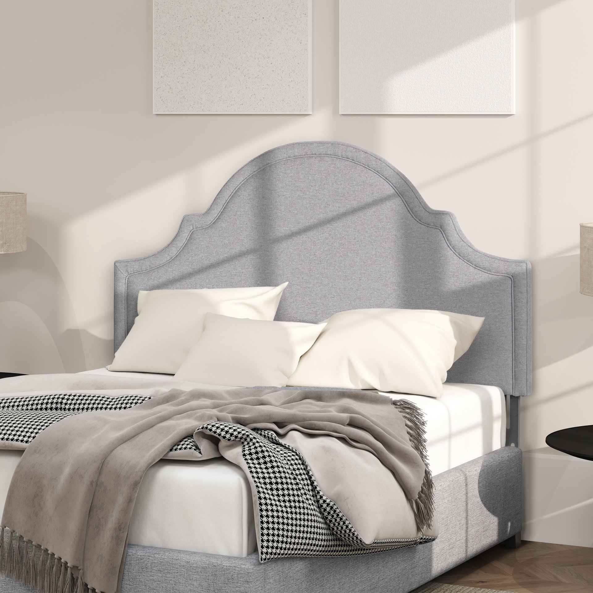 Catherine - Queen Upholstered Headboard - Light Gray - Image 2