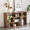 Minimalist Cube TV Stand With Adjustable Open Storage Shelves - Acacia Wood - Image 9