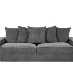 Luxe Corduroy Sofa With 5 Matching Toss Pillows, Sleek Design, Spacious And Comfortable 3 Seater Couch - Gray
