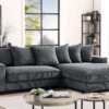 Luxe - Oversized 2 Piece Right Facing Sectional Couches For Living Room, L Shaped Sofa With Chaise - Dark Gray - Image 8