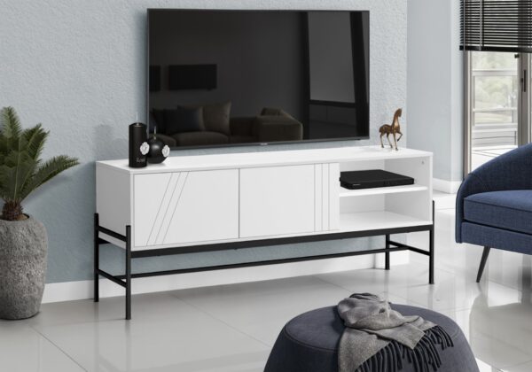 TV Stand, Console, Media Entertainment Center, Storage Cabinet, Contemporary And Modern - White / Black