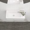 Modern Ceramic Rectangle Wall Mount Bathroom Sink With Single Faucet Hole - White - Image 5