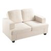 Modern Loveseat, Comfortable 2 Seater Couch With Deep Seating, Loose Back Cushions, Wide Arms - Ivory - Image 4